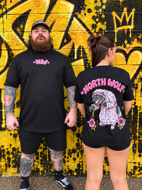 Big Bad Granny Wolf: Heavy Tee - Pink